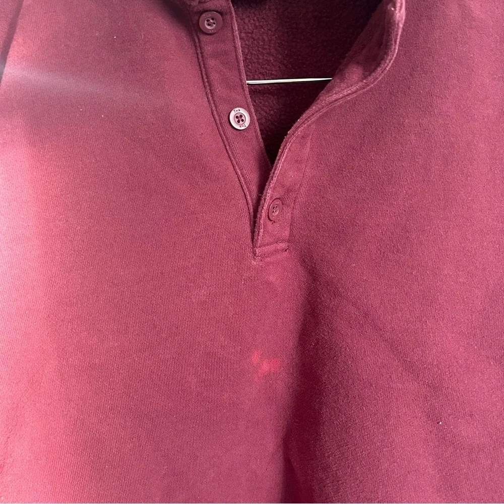 TNA Cozy Fleece Boyfriend Quarter Button Up Polo Crewneck Sweatshirt - Picture 3 of 5
